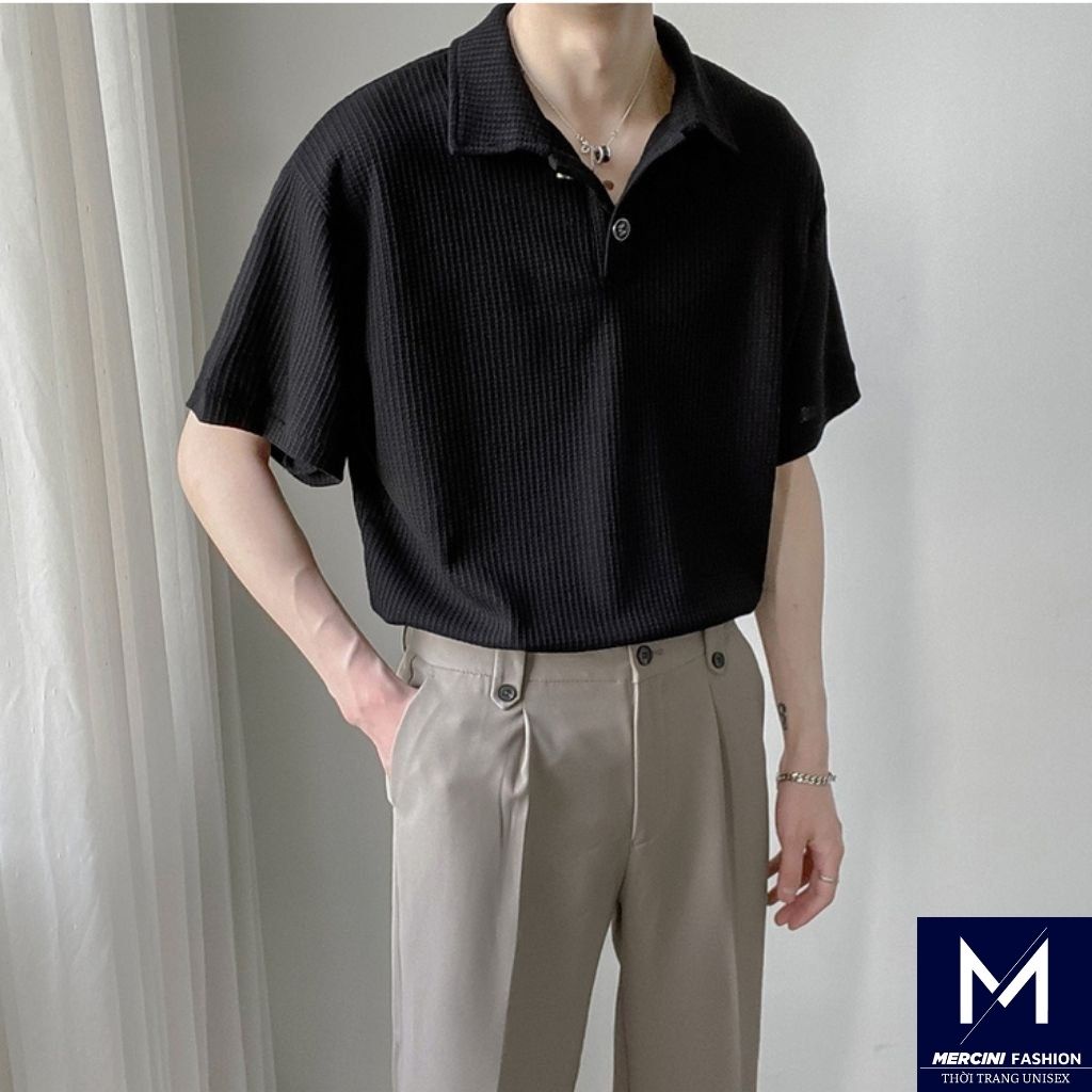 Polo Nam MERCINI áo thun nam bẻ cổ form rộng polo nam chống nhăn unisex cao cấp thời trang Hàn Quốc