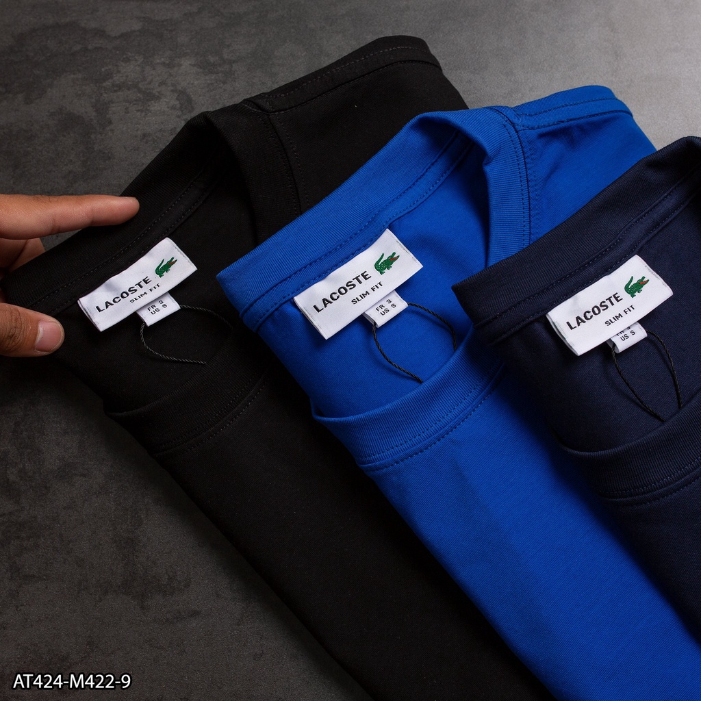 Áo thun thêu logo nổi cùng màu áo 100% Cotton AT424 - áo thun nam VNXK