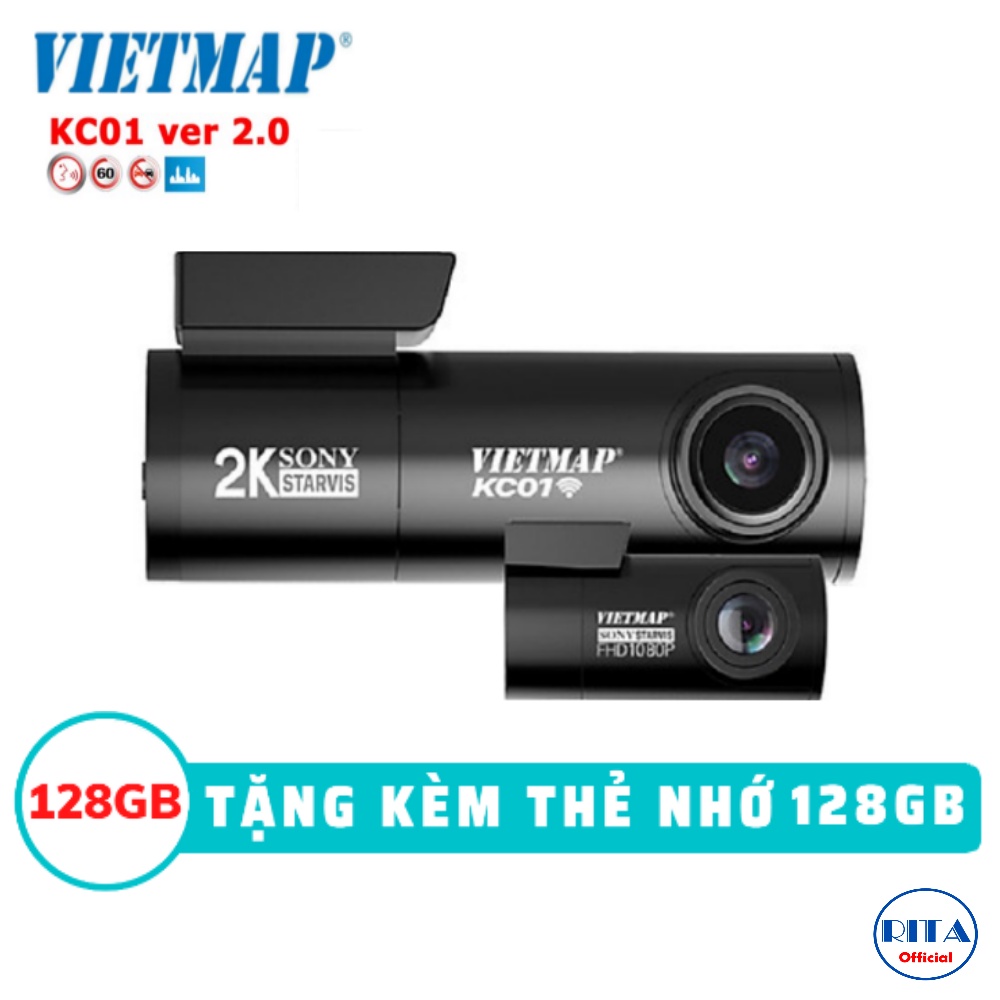 VIETMAP KC01- Camera hành trình Cảnh Báo Giao Thông Ver 2.0 - Cảm biến 2K Sony Starvis - Thẻ Nhớ 128Gb - Hàng Chính hãng