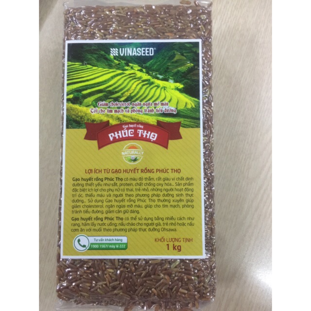 (1kg) Gạo Lứt đỏ Huyết Rồng Phúc Thọ- Vinaseed