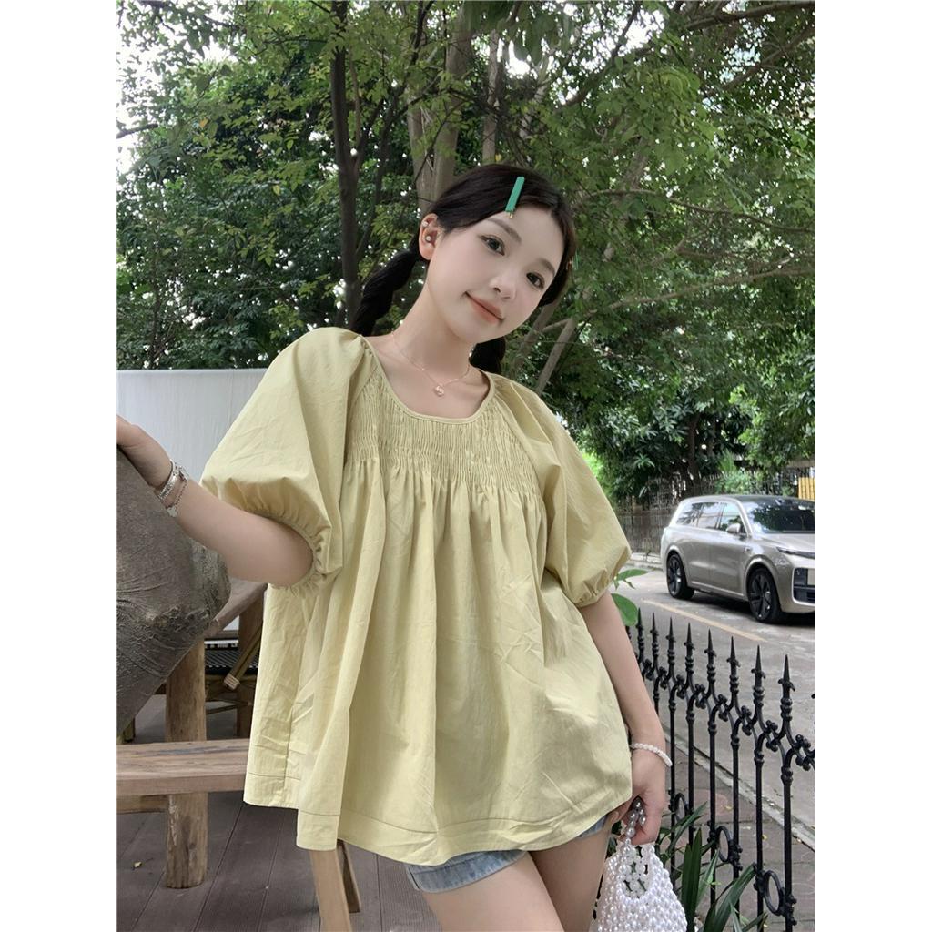 Áo Sơ Mi Cổ Tròn Dáng Rộng Màu Sắc Retro 64232