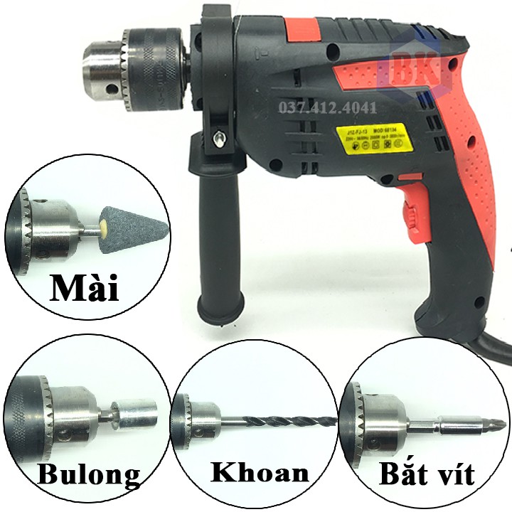 [KÈM BỘ MŨI KHOAN] Khoan điện đa năng 2000W - Máy Khoan bê tông, tường, bắt vít, gỗ, kim loại, gạch, siết bulong