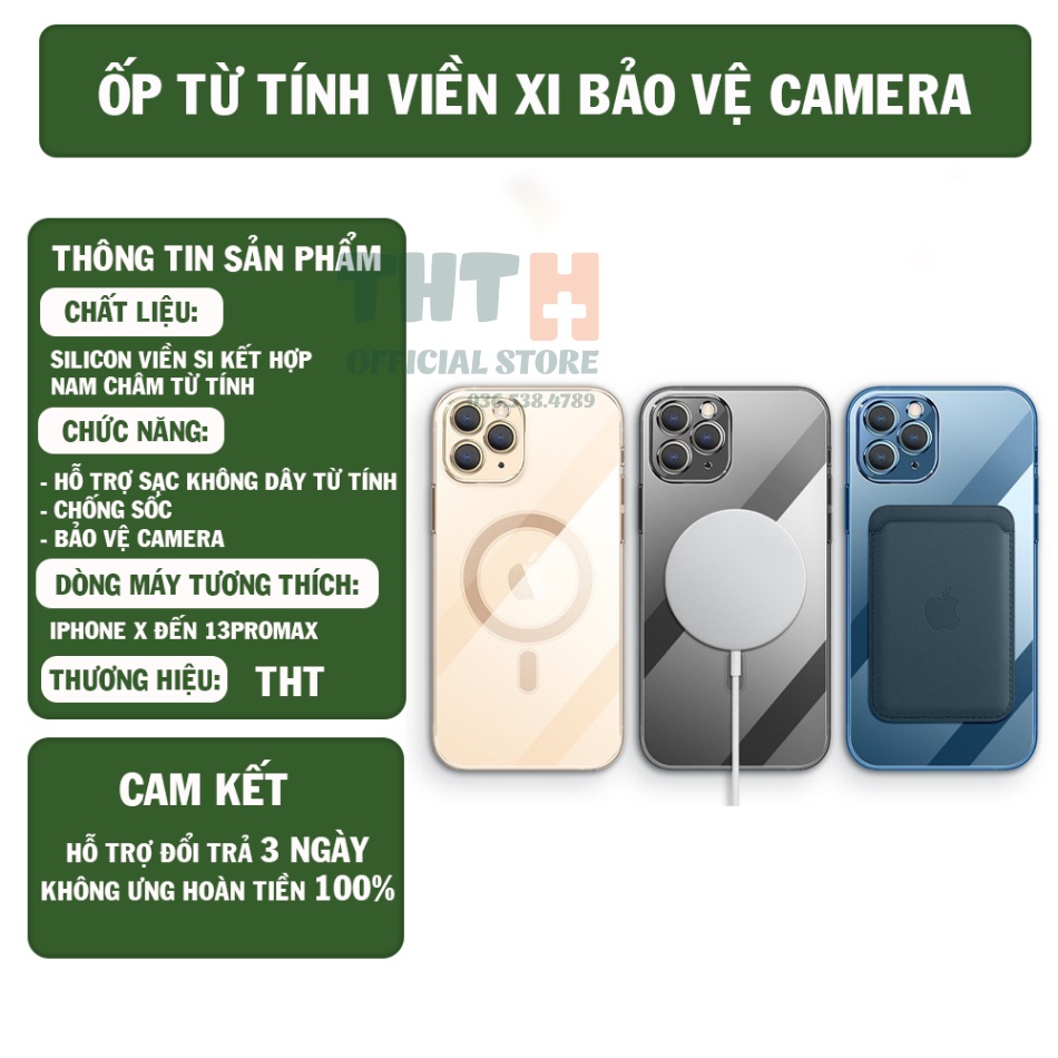 Ốp lưng từ tính sạc không dây viền si iPhone X/xsmax/11/11promax/12/12promax/13/13promax