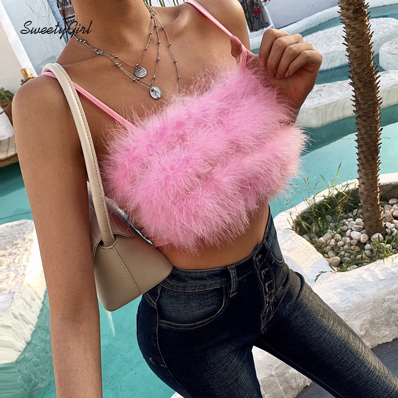 Áo Tank Top Lông Thú Màu Trơn Ôm Dáng Thời Trang Cho Nữ