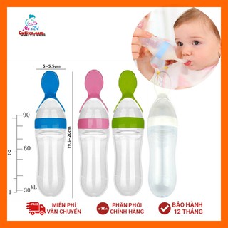  Bình ăn dặm silicon siêu mềm có thìa cho bé ăn bột, uống sữa tiện lợi