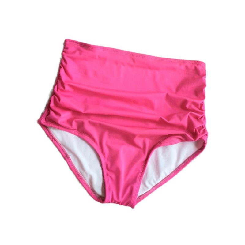 Quần bơi nữ, bikini lẻ cạp cao kèm nhún che bụng màu đỏ, hồng (Ko kèm áo) | BigBuy360 - bigbuy360.vn