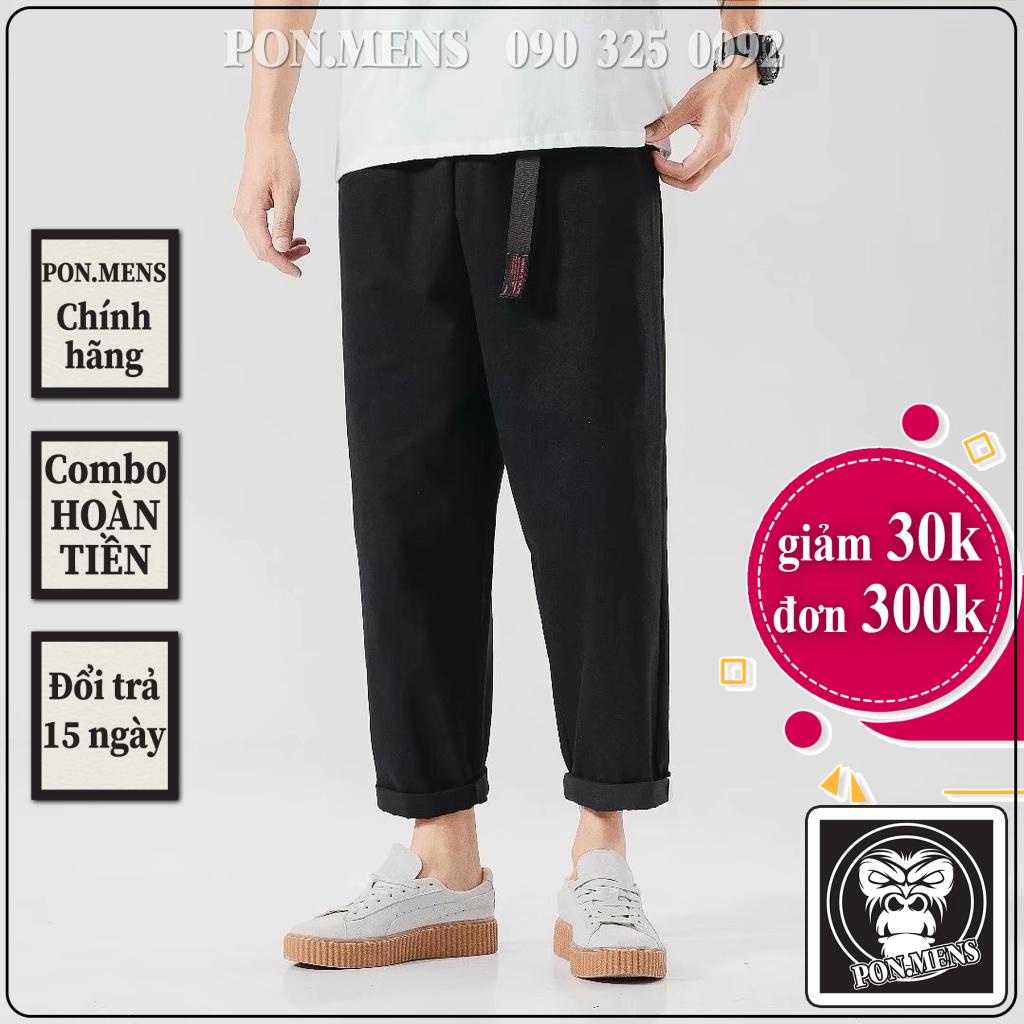 Quần kaki ống rộng nam màu đen lưng chun co giãn đẹp mới a302 hà nội hcm Pon.mens
