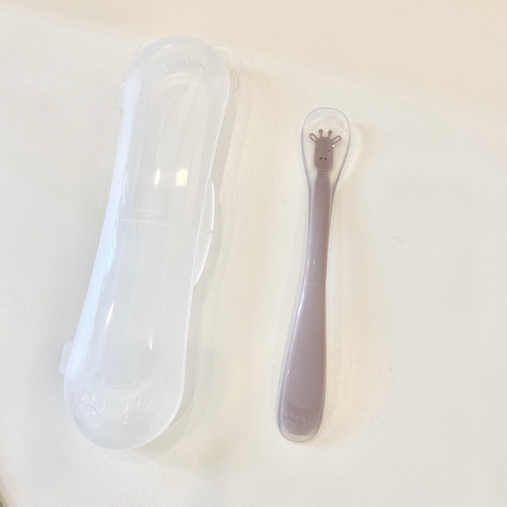 Thìa ăn dặm dài silicon SPOON kèm hộp đựng cho bé từ 6M+ chính hãng Bluemama Hàn Quốc ''Thìa ăn dặm cho bé''
