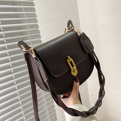Túi Xách Nữ Đeo Chéo Hình Bầu Dục Túi Đẹp Nách Da PU Màu Đen Màu Nâu Kiểu Dáng Đơn Giản Phong Cách Hàn Quốc