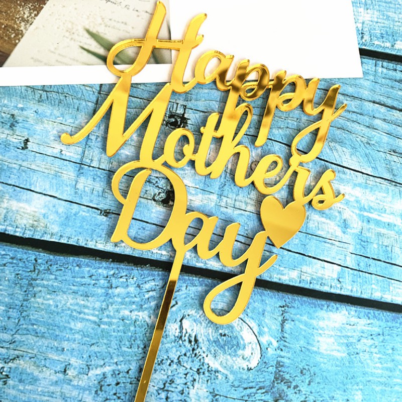 Topper trang trí bánh kem hình chữ Happy Mother's Day