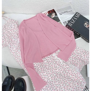 𝗦𝗲𝘁 đ𝗮̂̀𝗺 𝗺𝗶𝗱𝗶 𝗵𝗼𝗮 𝟮𝘀 + áo 𝗸𝗵𝗼𝗮́𝗰 hồng ANGI HOME