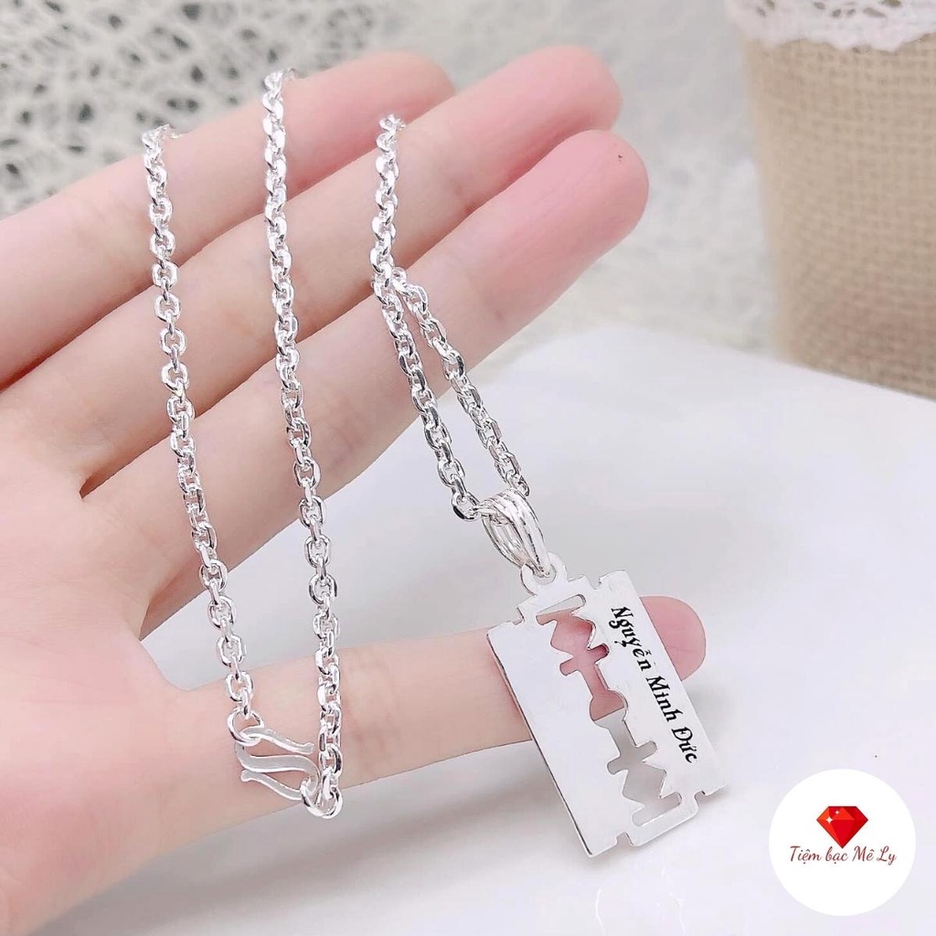Dây chuyền bạc cho bé trai, khắc tên bé, bạc ta, tiệm bạc Mê Ly