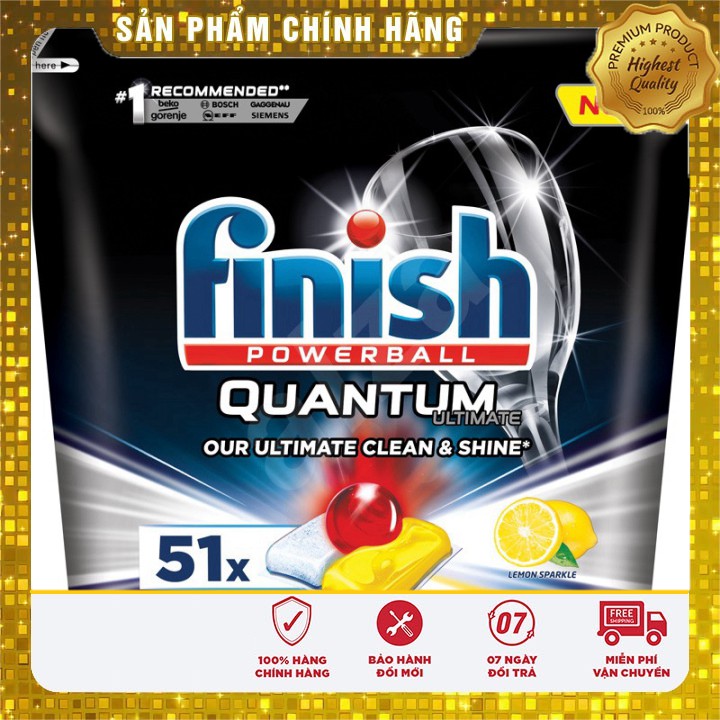 Viên rửa bát Finish Quantum Utimate 51 viên [khuyến mại 3 Viên Finish All-in-1]