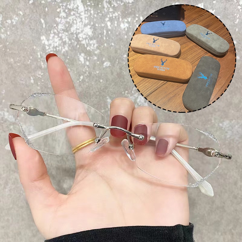 [+100°~+400°Kính Đọc Sách Không Gọng Chống Ánh Sáng Xanh Thiết Kế Thoải Mái Chống Mệt Mỏi Thời Trang Cho Nam Và Nữ