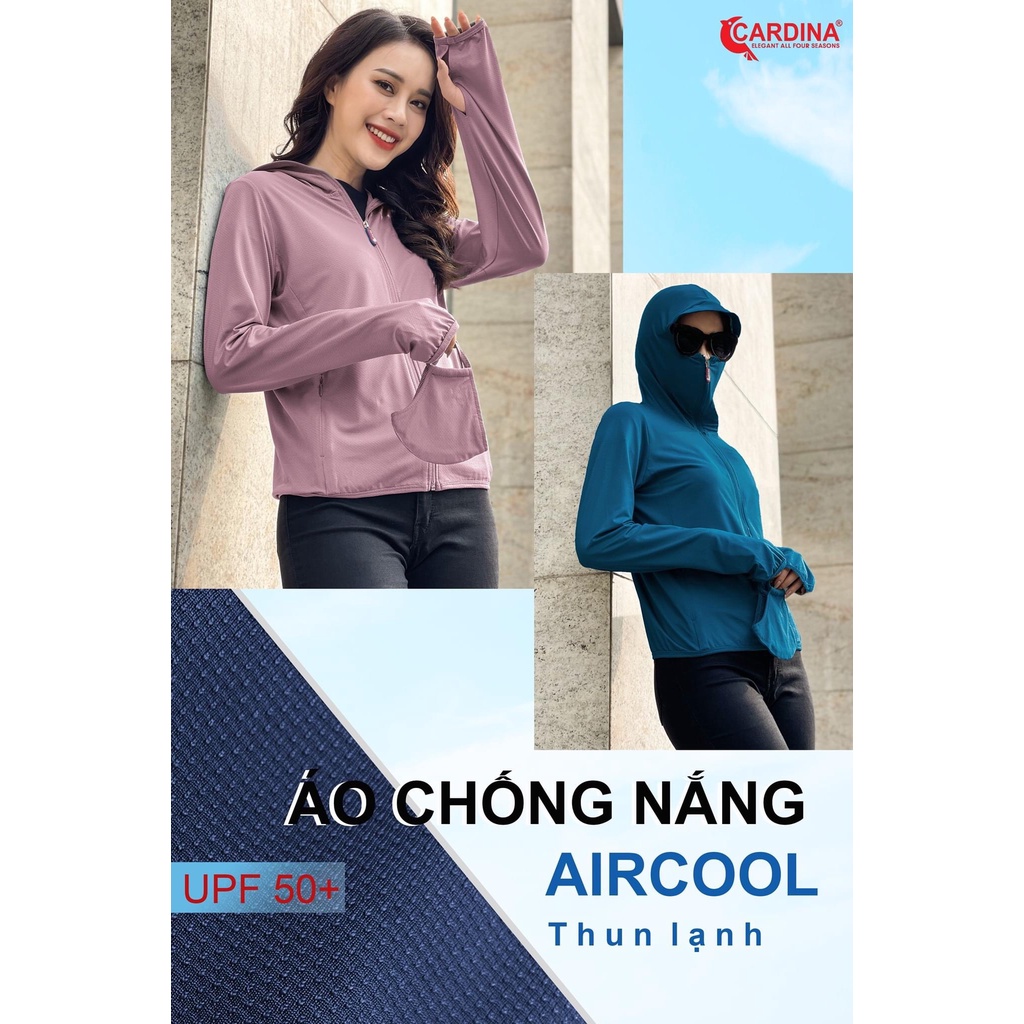 Áo Chống Nắng Nữ 1 Lớp Cao Cấp Chính Hãng 𝐂𝐀𝐑𝐃𝐈𝐍𝐀 Chất Thun Lạnh Cản Nắng, Chống tia UV, có lưới thoáng khí 2 bên