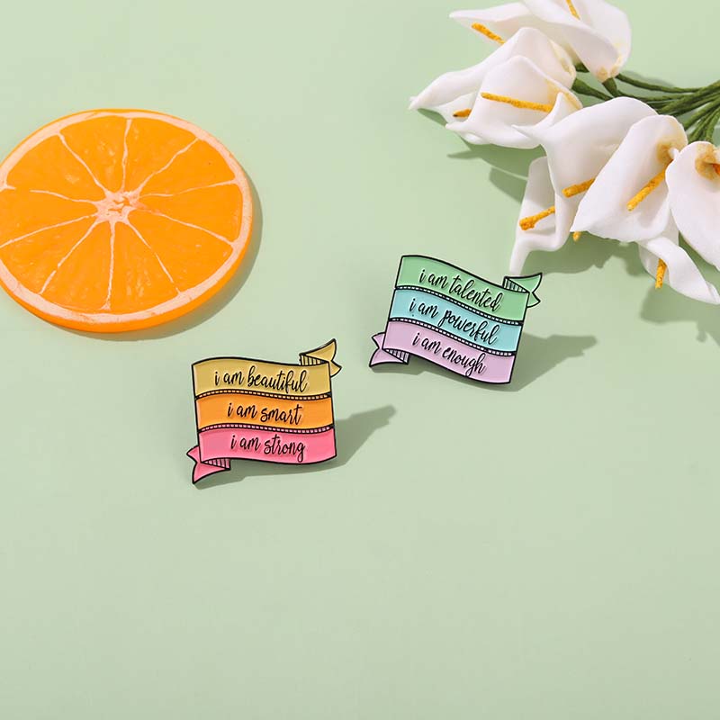 Huy hiệu cài áo thiết kế họa tiết chữ cái I Am tráng men thời trang unisex