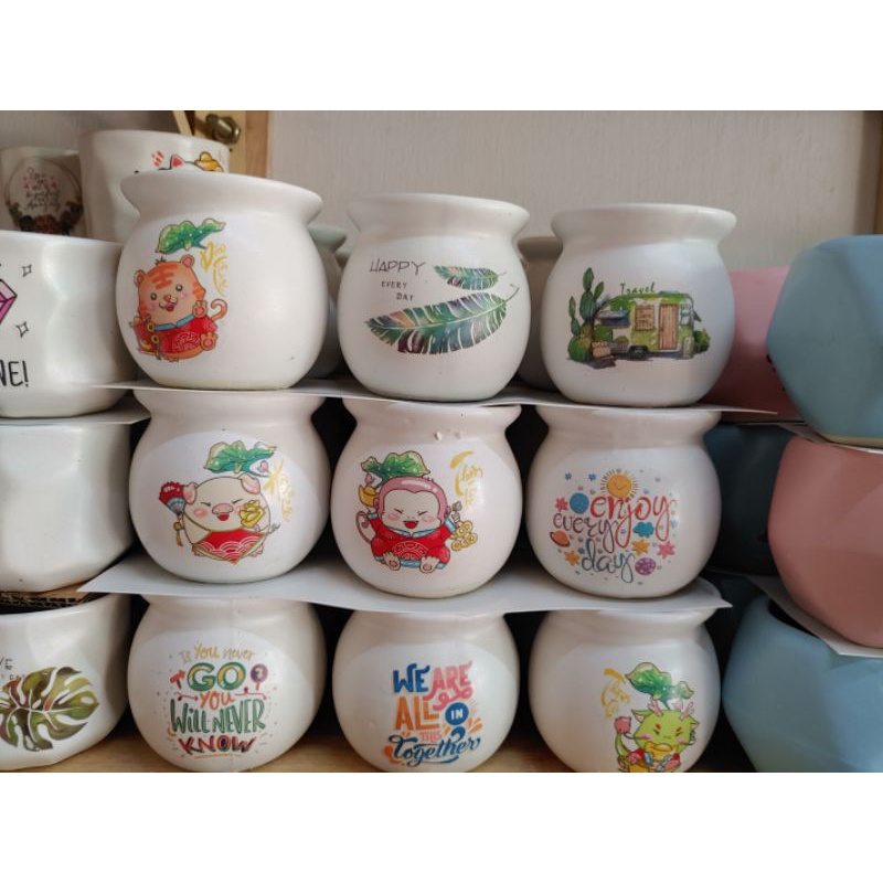 Chậu hủ mini decal/trơn ,hàng bao bể.