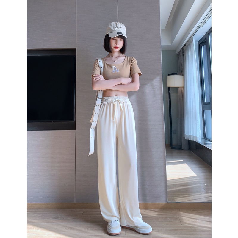 Quần ống rộng Lưng Cao Thời Trang Mùa Hè Cho Nữ