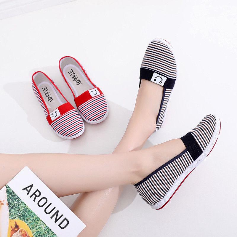 Giày lười vải thoáng khí đế bằng thời trang nữ tính