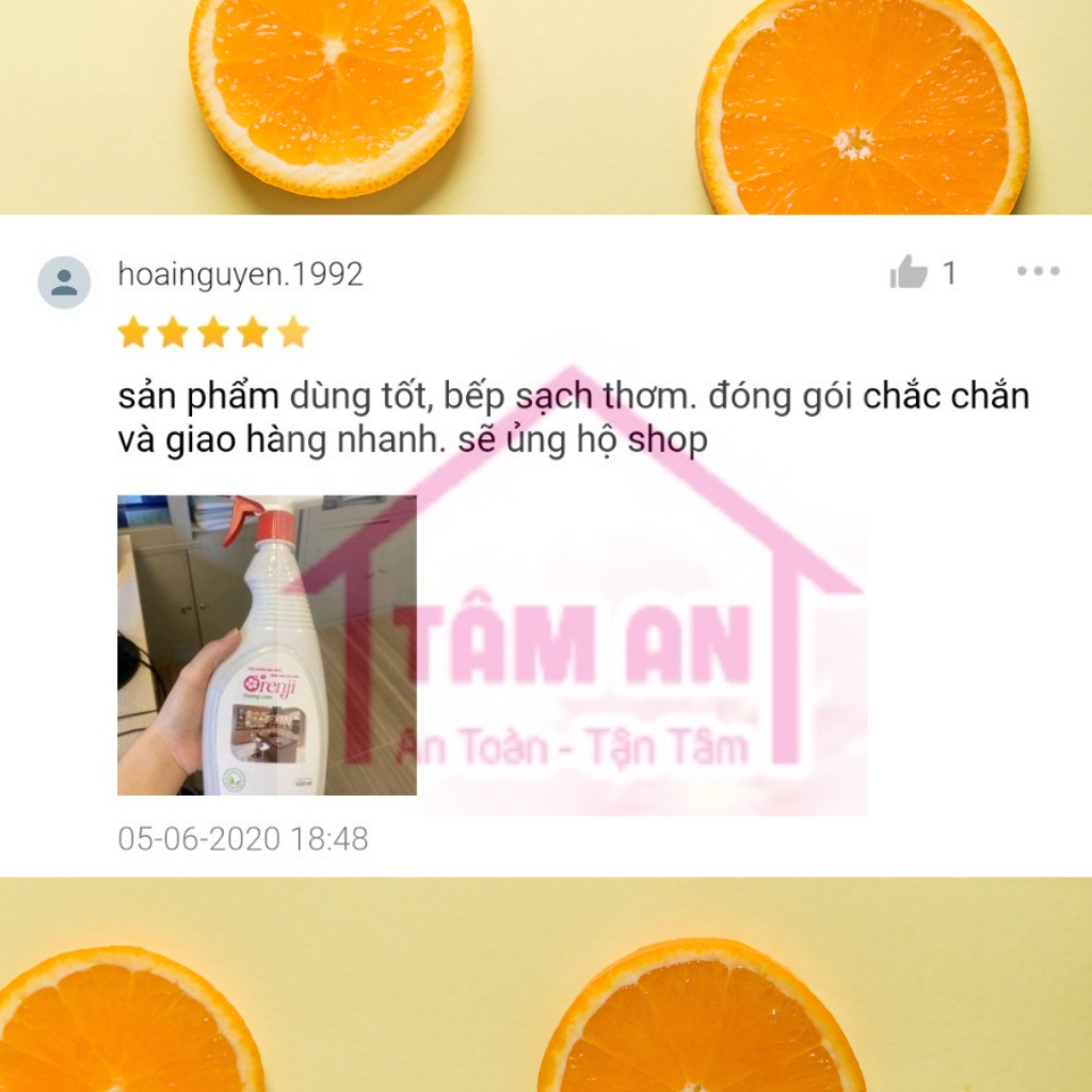 NƯỚC LAU BẾP AN TOÀN KHÔNG HÓA CHẤT TINH DẦU CAM ORENJI - SẠCH DẦU MỠ - THƠM LỪNG HƯƠNG CAM