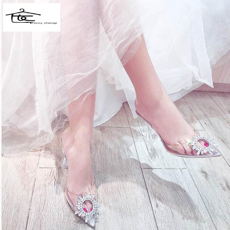 Giày Cao Gót Hở Mũi Thiết Kế Trong Suốt Thời Trang Mùa Hè Quyến Rũ Cho Nữ