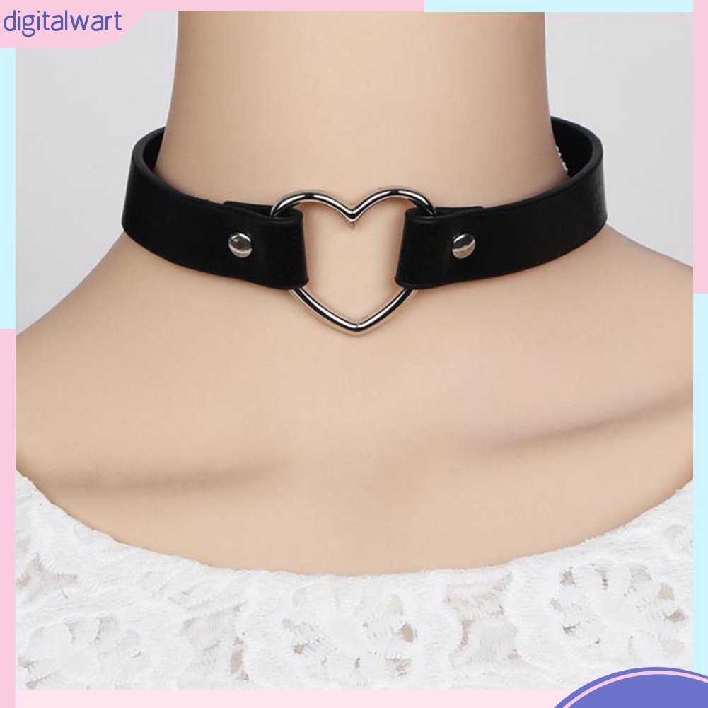 Vòng Cổ Choker Da Nhân Tạo Mặt Trái Tim Cá Tính Trẻ Trung Dành Cho Nữ