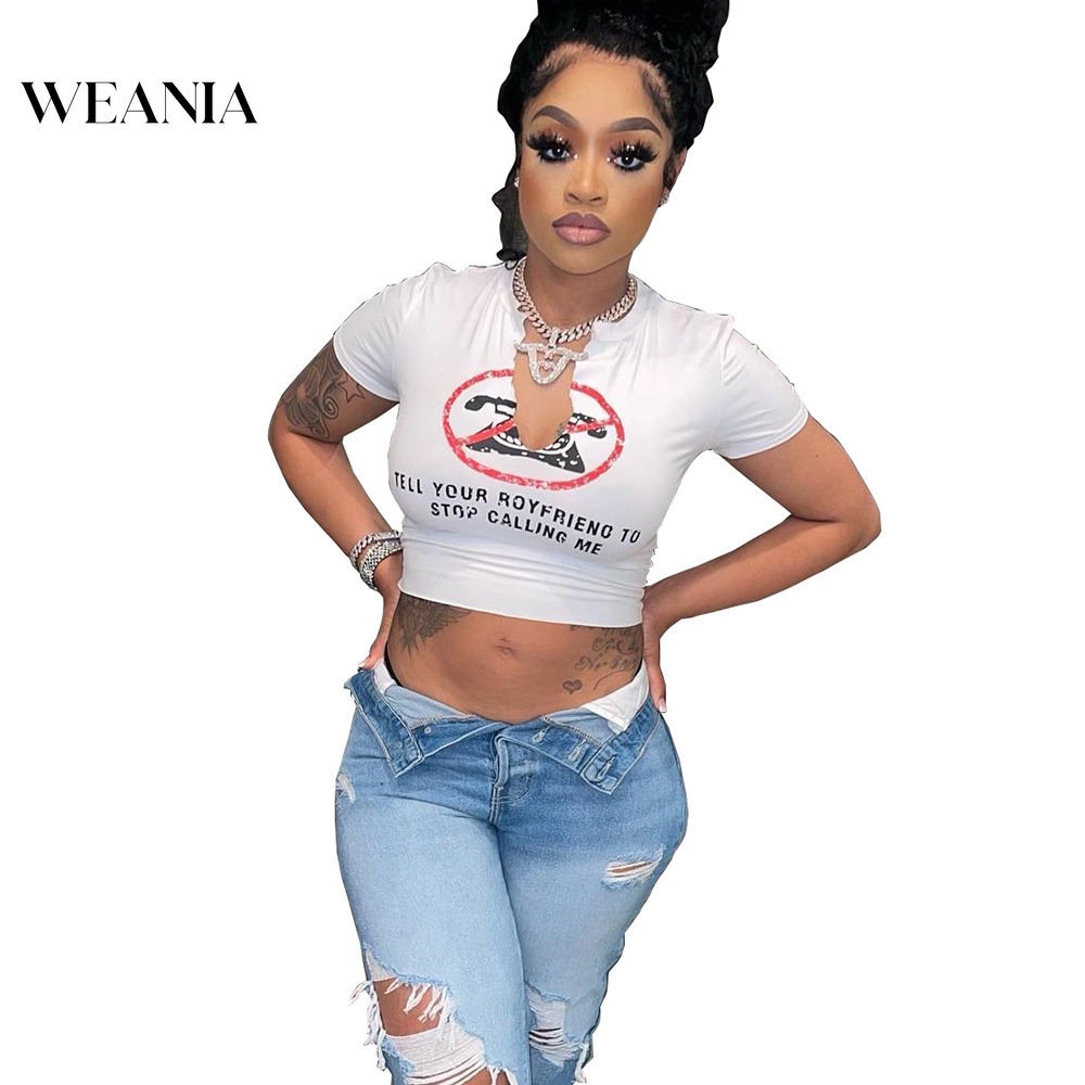 Áo Thun Crop Top In Họa Tiết Thời Trang Dành Cho Nữ