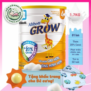 {Mẫu mới, Chính hãng) Sữa bột hươu cao cổ Abbott Grow 4 - lon 1,7kg, 1kg7-date 2024