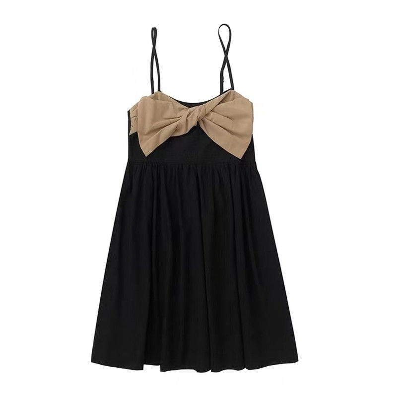 Set Áo Cardigan Dài Tay Và Đầm Hai Dây Màu Đen Phong Cách Hàn Quốc