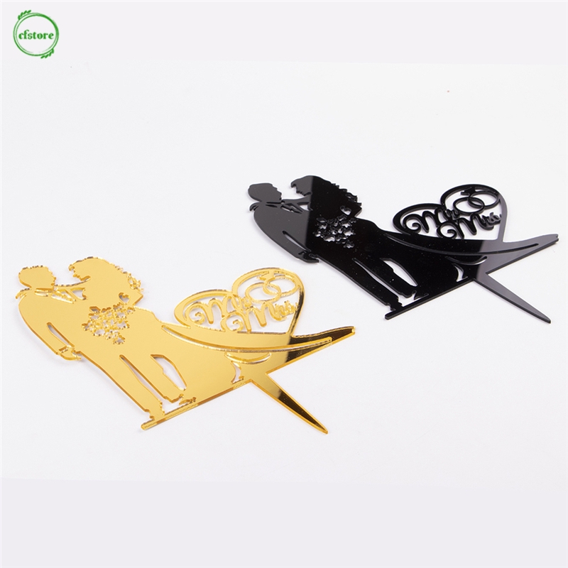 Tấm Ghim Trang Trí Bánh Kem Hình Cô Dâu Chú Rể Mr Mrs