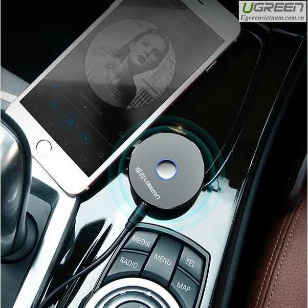 Bộ nhận Bluetooth 4.2 trên ô tô cổng AUX chính hãng Ugreen 40968 cao cấp