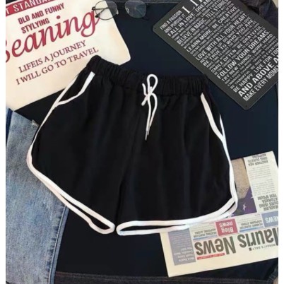 Quần đùi nữ mặc nhà viền trắng chất cotton thoáng mát cạp chun cao - May22 | BigBuy360 - bigbuy360.vn