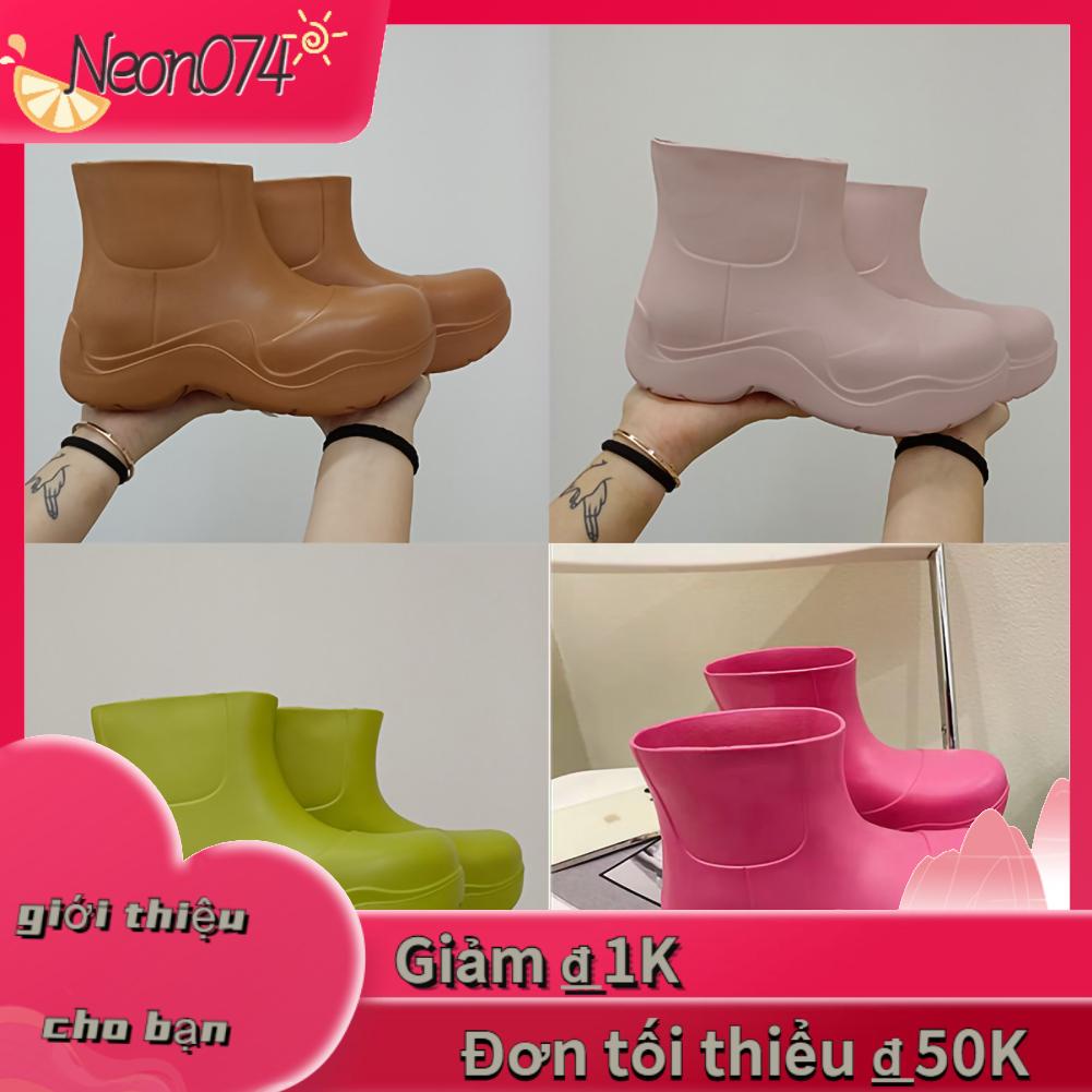 Neon074 Neon074 Giày đi mưa cho phụ nữ EVA Nữ bộ không thấm nước Mắt cá chân Thường dày Đáy giày ngắn