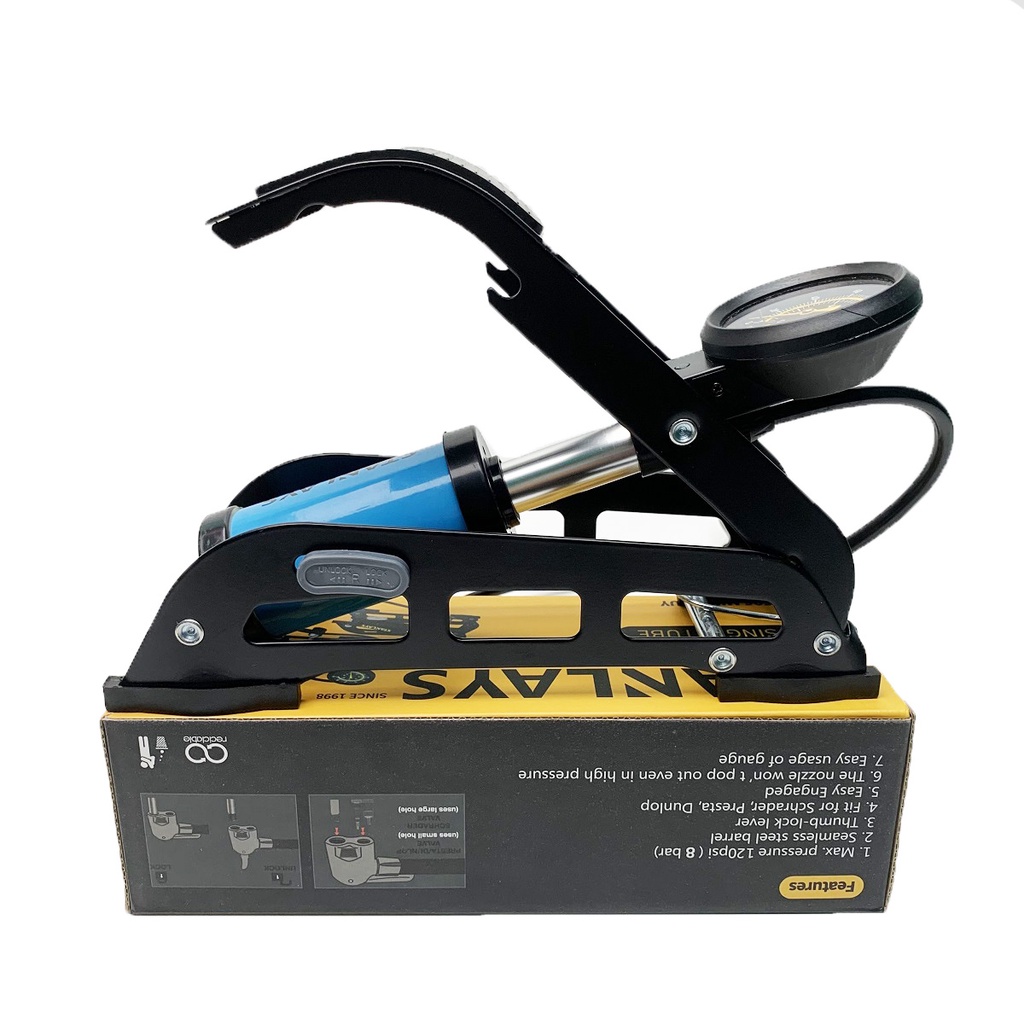 Bơm hơi đạp chân mini Stanays - 1 ống đường kính lớn, Bơm khỏe đa năng