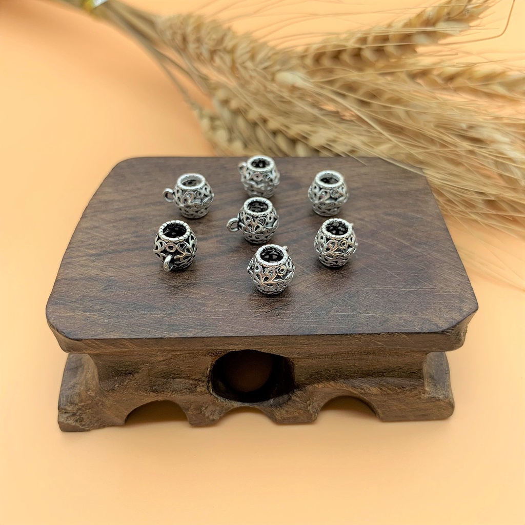 Charm móc treo dạng ống ngắn kiểu lu - Charm Bạc 925 - Mã CA037