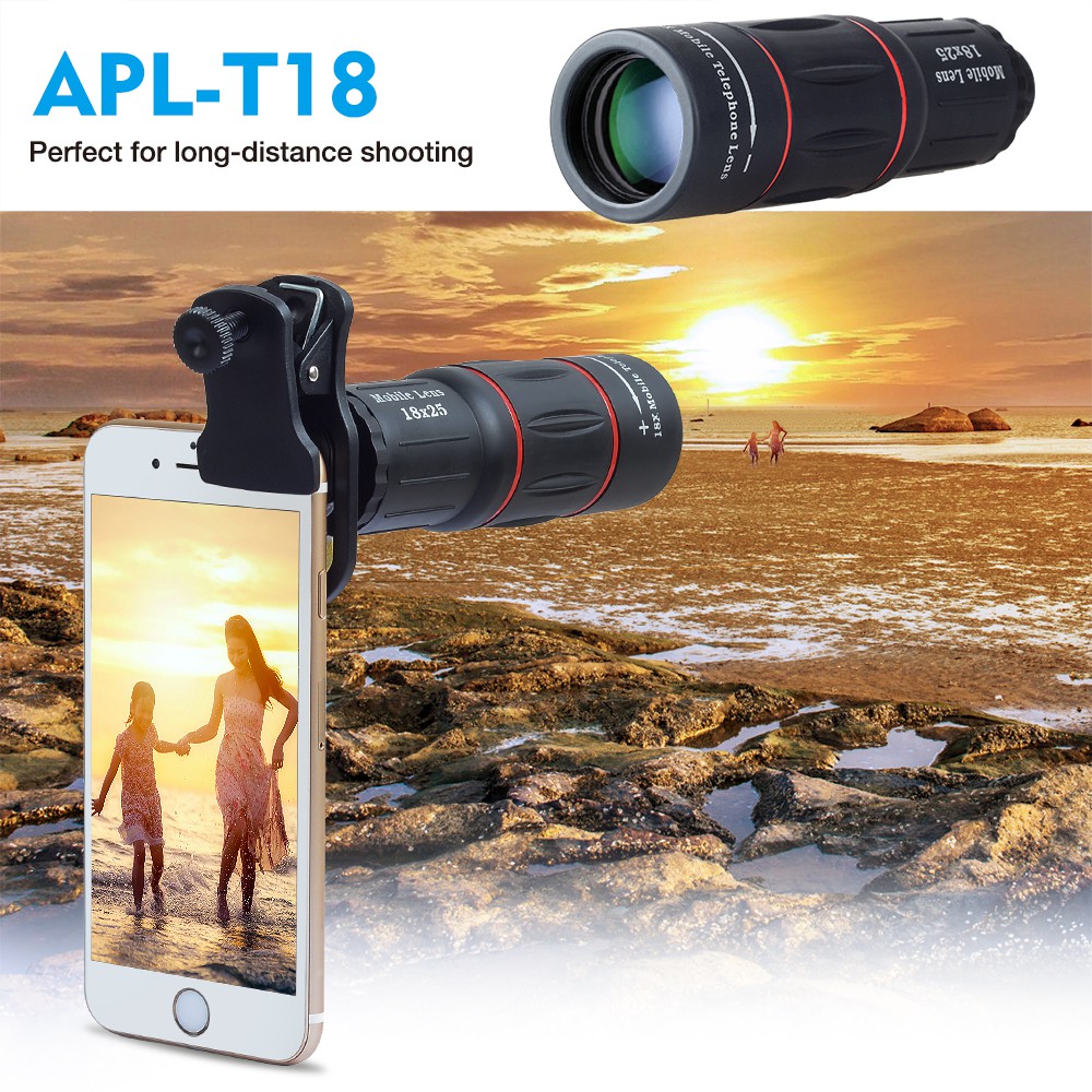 Lens,ống kính tele Apexel 18x dành cho điện thoại,tặng kèm tripods mini