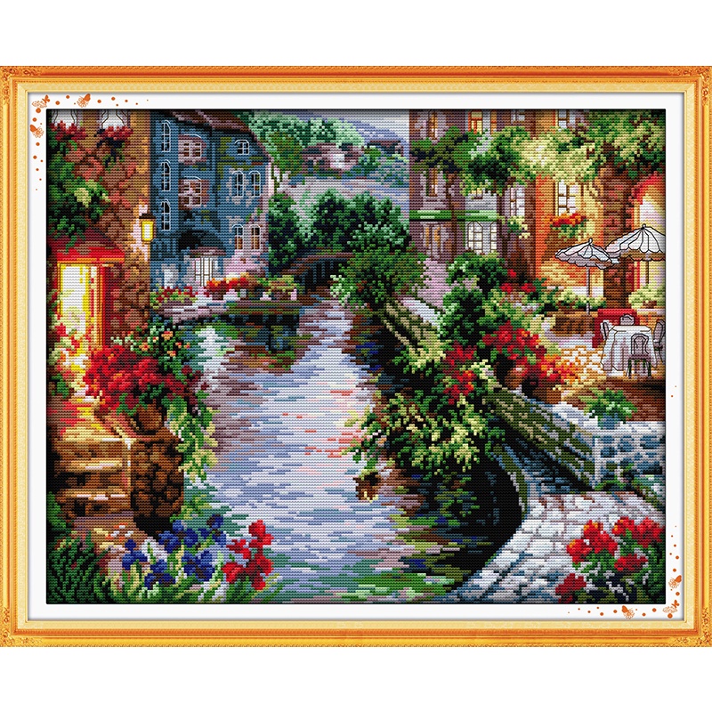 Joy Sunday The lakeside houses Kits Hold Your Hand Counted Stitching Kit