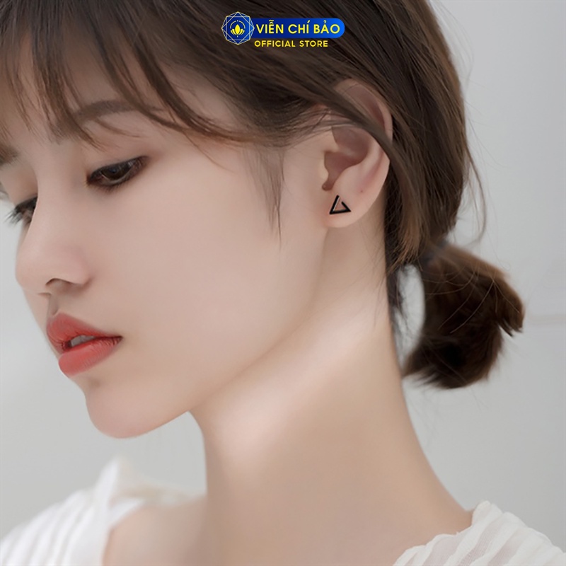 Bông tai bạc nữ tam giác đen chất liệu bạc 925 thời trang phụ kiện trang sức nữ Viễn Chí Bảo E046x