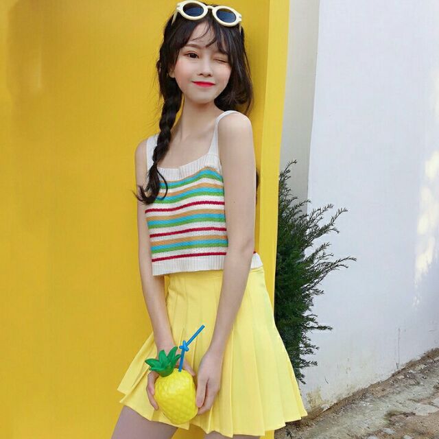 Áo len 2 dây sọc ngang Hàn Quốc
