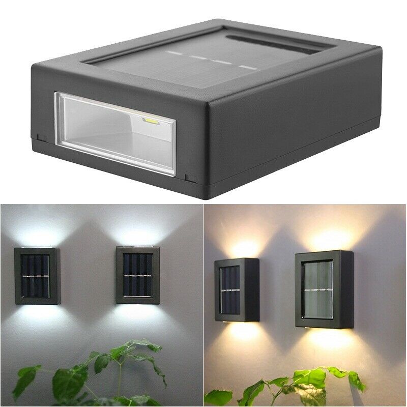 Solar Power 2 LED Light Path Way Wall Landscape Mount Garden Fence Lamp Outdoor 3Color