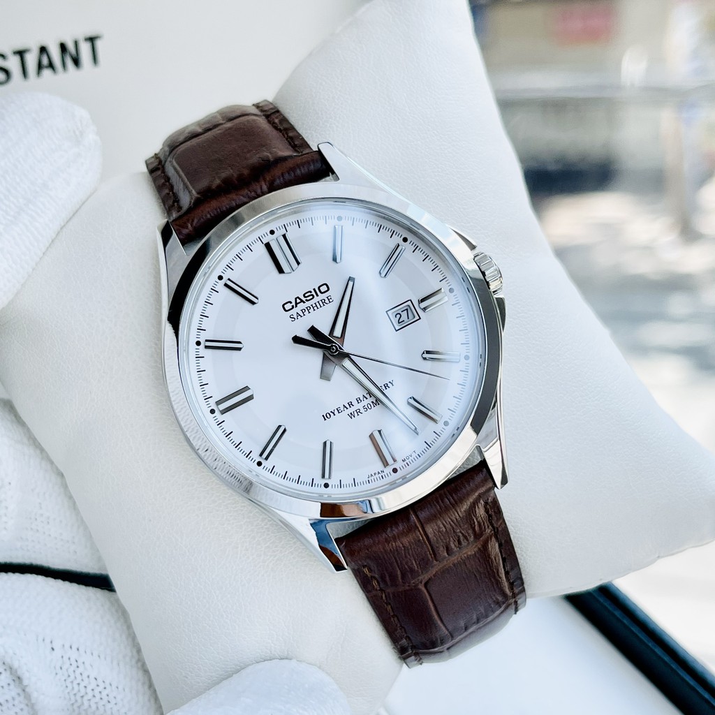 Đồng hồ nam dây da cao cấp Casio MTS 100L-7AV kính Sapphire - pin 10 năm Bảo hành 1 năm Hyma watch