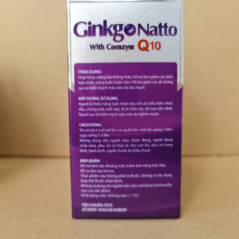 GINKGO NATTO COENZYM Q10, GIÚP TĂNG CƯỜNG LƯU THÔNG TUẦN HOÀN NÃO