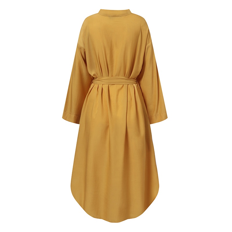 Đầm ZANZEA tay 3/4 cổ bẻ dáng rộng có túi hai bên thời trang dành cho bạn nữ