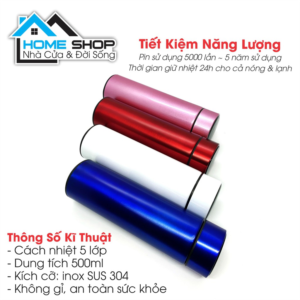 (Ảnh thật) Bình giữ nhiệt ❤️FREESHIP❤️INOX 304, led hiển thị nhiệt độ cao cấp dung tích 500ml bảo hành 6 tháng