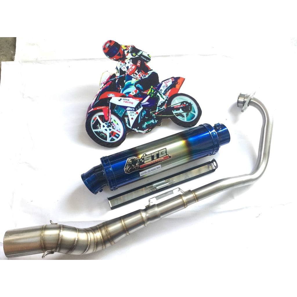 Bộ pô over full cổ 2 khúc inox 304 exciter, WINER, SONIC, satria, RAIDER FI, GSX