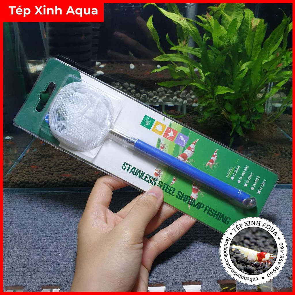 Vợt 3D bắt tép chuyên dụng chống sốc điều chỉnh độ dài [Tép Xinh Aqua]