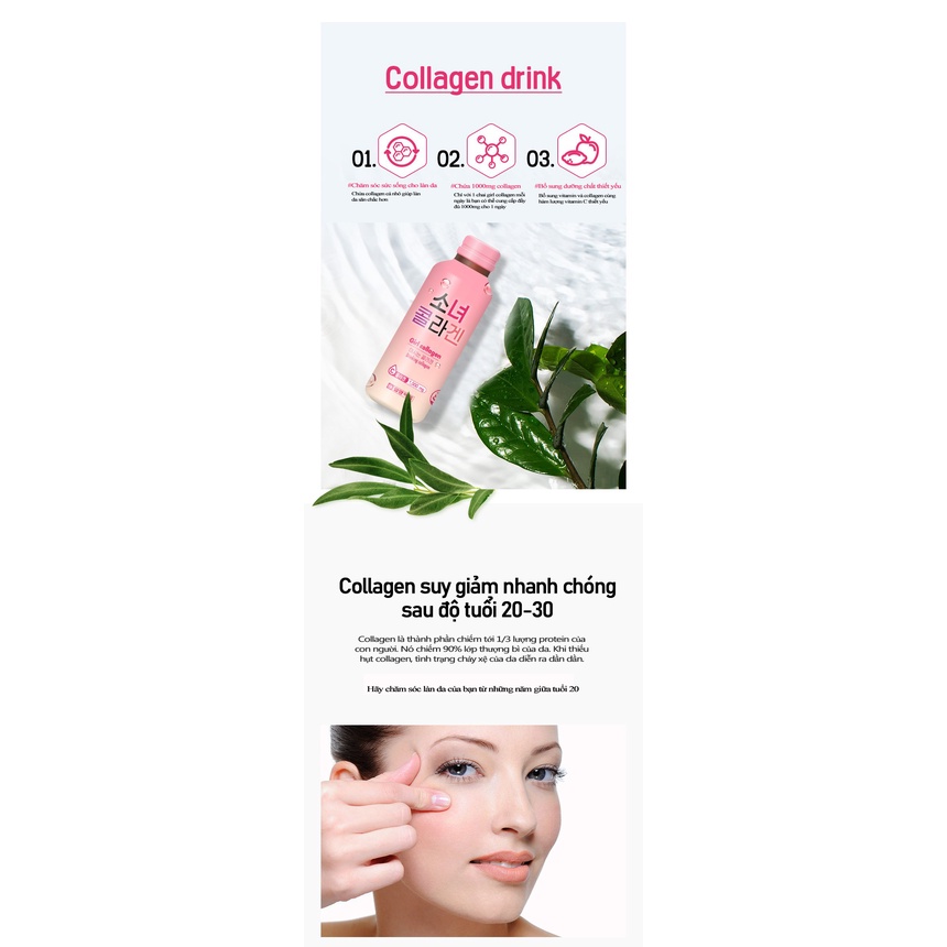 Nước uống bổ sung Collagen và Vitamin C Hàn Quốc Hương Táo ILYANG PHARM - GIRL COLLAGEN - chai/10ml