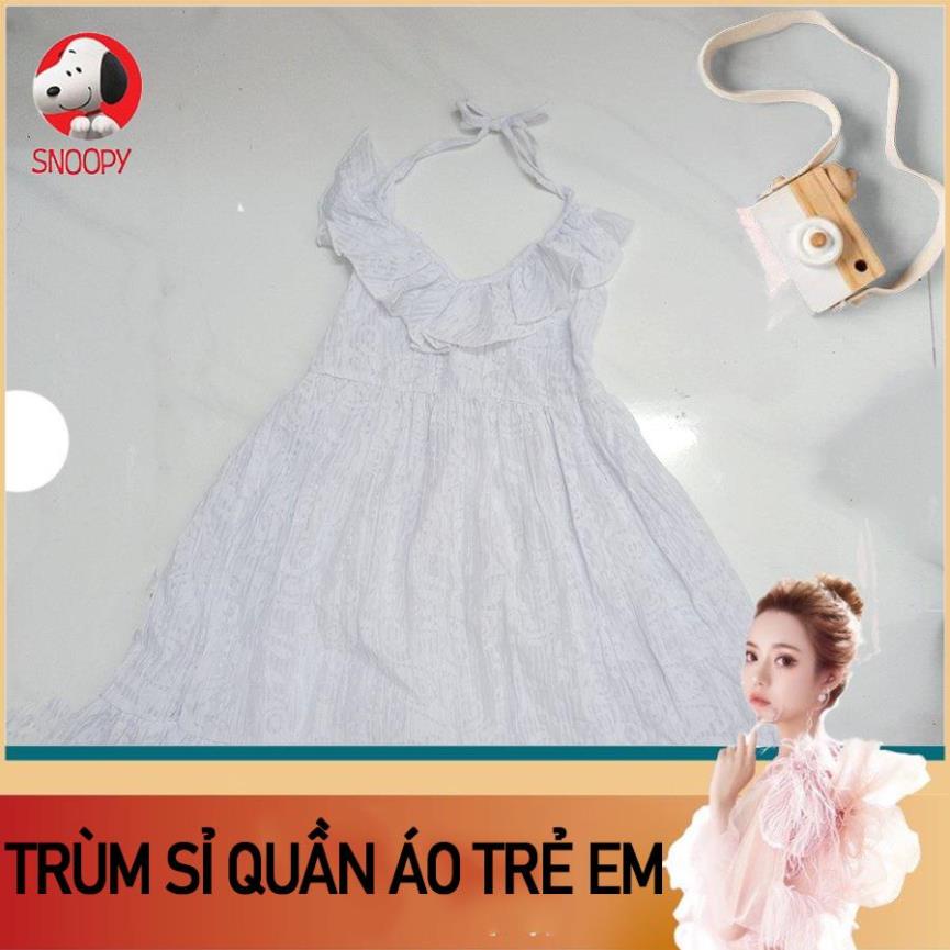 Giá sỉ Váy công chúa 2 lớp cao cấp sang chảnh cho bé từ 8-25kg-Váy đầm bé gái màu trắng cột dây nơ cổ