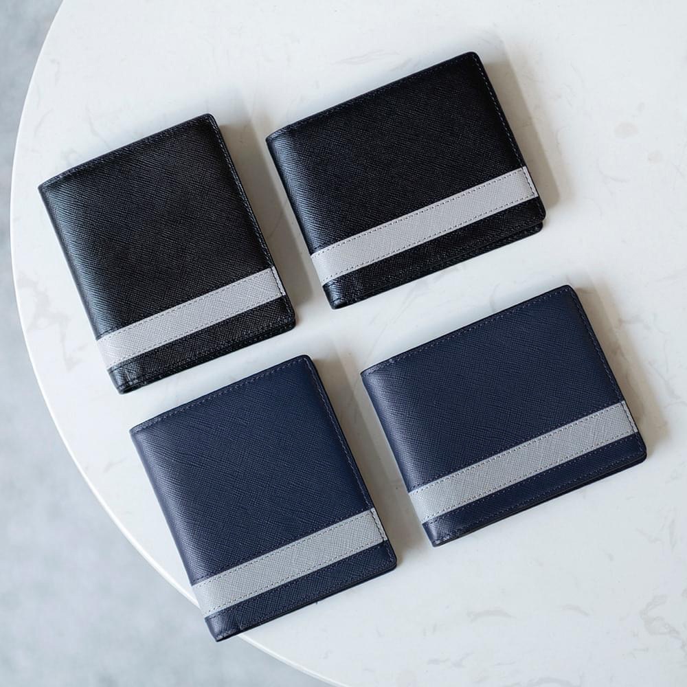 Ví da Saffiano phối 2 màu sang trọng,ví da bò thật bảo hành 2 năm