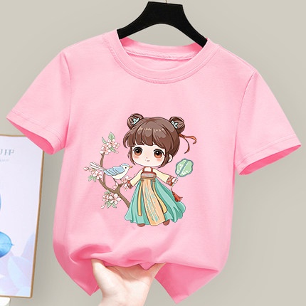 áo bé gái Áo Thun Cotton Nhẹ In Họa Tiết Hoạt Hình Dễ Thương Cho Bé Gái 12 Tuổi